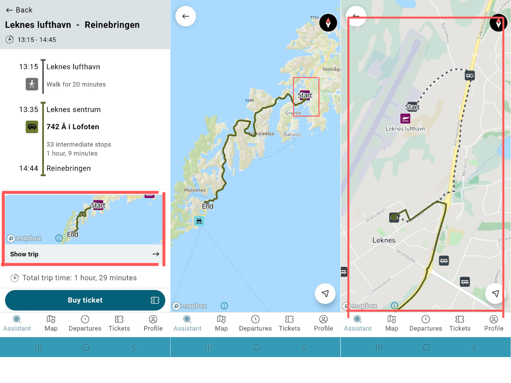 ロフォーテン諸島でのバス乗り方【チケット買い方と使い方】バス停を知らなくてもGoogle mapsの様に経路に合わせて最適なバス停